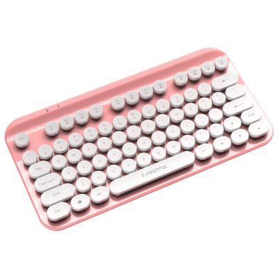 Small electronic pink white apple keyboard (5)