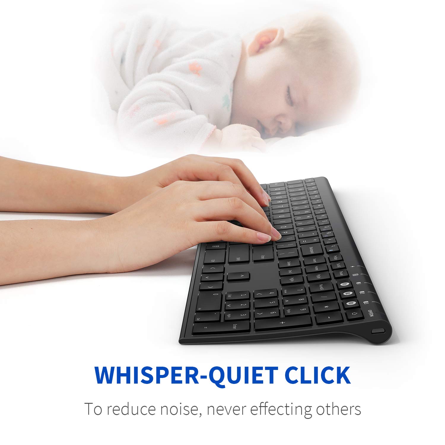 Ultra slim rechargeable quiet wireless keyboard